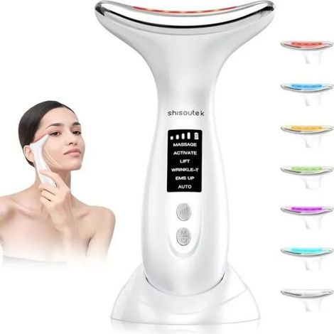 Appareil Anti Rides Massage Visage:6 Mode Facial Double Menton Lifting Masseur 7 Couleurs Led Luminothérapie Electrique Beauté (1/5)