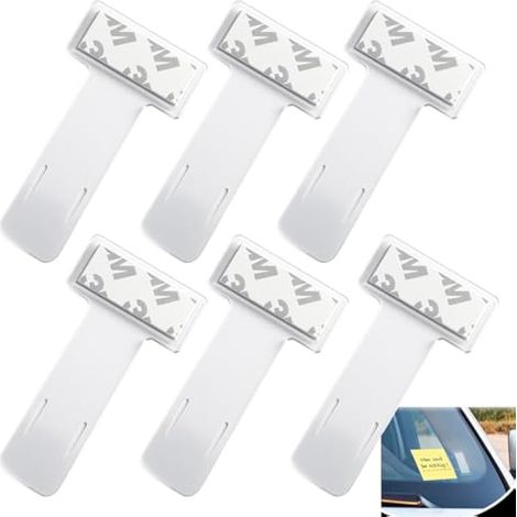 Lot de 6 supports de permis de stationnement pour pare-brise de voiture, transparent, clip de ticket de stationnement avec tampon adhésif, universel pour voitures, camionnettes (1/5)