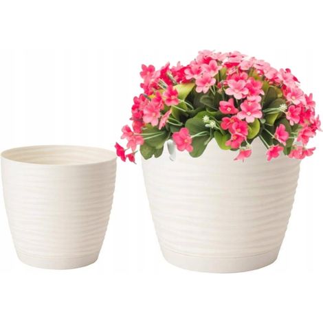 Sahara Petit 17 vaso da fiori in FORM-PLASTIC color crema con sottovaso