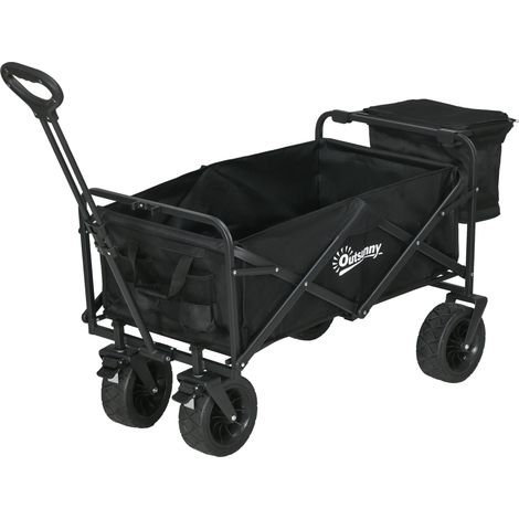 Chariot pliable avec sac isotherme amovible, poignée réglable en longueur et angle, noir, sac de transport inclus (1/5)