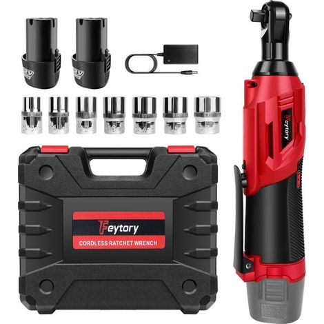 Cordless ratchet wrench - 12 V 3/8" - Torque 40 N·m - 2x1500 mAh - 7 sockets 10–17 mm