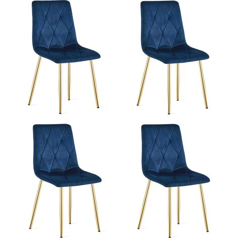 Libra-Sessel – marineblauer Samt / goldene Beine x 4 (1/5)