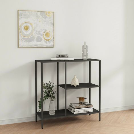 Dmora - Consola Noto, Mesa multiusos, Gabinete de soporte, Escritorio de pasillo, 80x30 h80 cm, Pizarra (1/5)