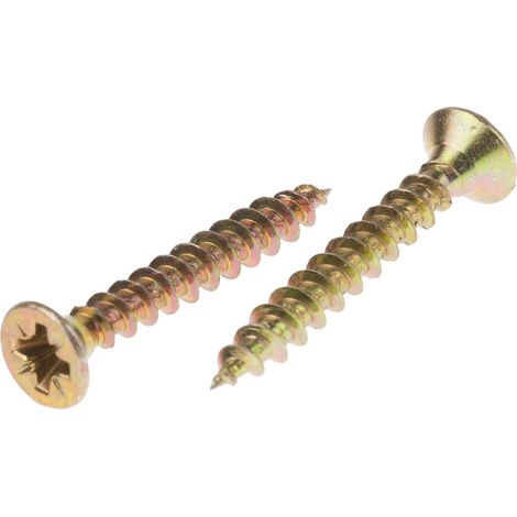 Rs Pro – Vis à bois 4mm – Tête fraisée 30mm – Acier jaune passivé – Sachet de 100 unités – Vissage rapide en série