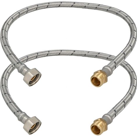 Connettore flessibile 3/8” 1/2” femmina-maschio in acciaio, 60 cm, set da 2 pezzi (1/5)