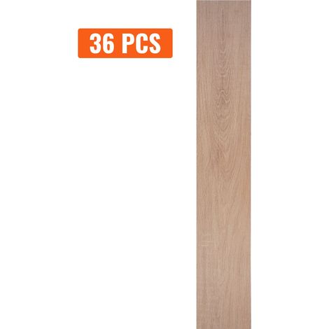 Revêtement de sol vinyle autocollant 36 x 15 cm, 36 pièces, épaisseur 2,5 mm, effet bois naturel, pose facile pour cuisine, salle à manger, chambre et salle de bain (1/5)