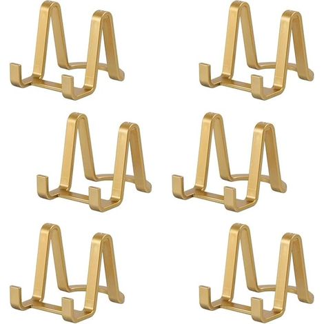 Portapiatti con cavalletto da esposizione, porta piatti, portafoto, cavalletti in plastica, targhe, cucina, libri, cartoline, oro 7.5 cm (1/5)