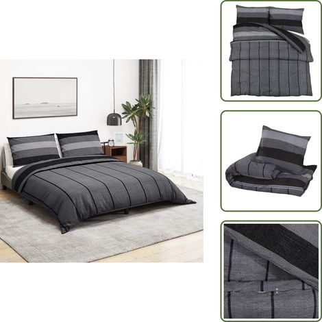 The Living Store Ensemble de housse de couette gris foncé 240x220 cm Coton - Housses De Couette - Literie - Drap Housse - Linge De Lit - Coton (1/5)