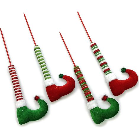 Set 4 gambe elfo giullare di corte gnomo h 47 decorazione albero di natale addobbi colorati (1/2)