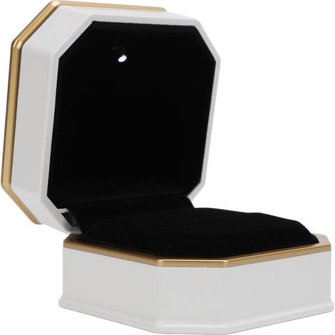 Boîte à bague lumineuse LED, élégante et luxueuse, en velours blanc, idéale pour la Saint-Valentin (1/5)
