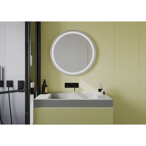 Espejo led redondo de baño Ø80 cm luz bi led y arenado interior