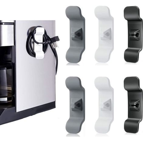 Câble Organisateur, porte-câbles pour appareils 6 pièces , raccourcisseur de câble, organisateur de câble pour petits appareils électroménagers pour mixeurs, machines à café, friteuses à air，noir + gr