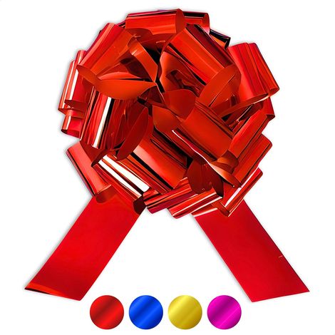 Riesige Geschenkschleife. Durchmesser 40 cm. Große Geschenkschleife für Autos, Fahrräder und Haushaltsgeräte. Große rote Schleife mit Selbstmontage und wiederverwendbarem Design. (1/5)