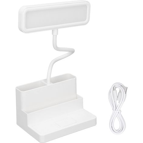Ortviai Lampe de Bureau LED avec Toucher, 3 Températures de Couleur & Réglage Progressif de la Luminosité, Bras Flexible et Support pour Stylos/Téléphone (1/5)