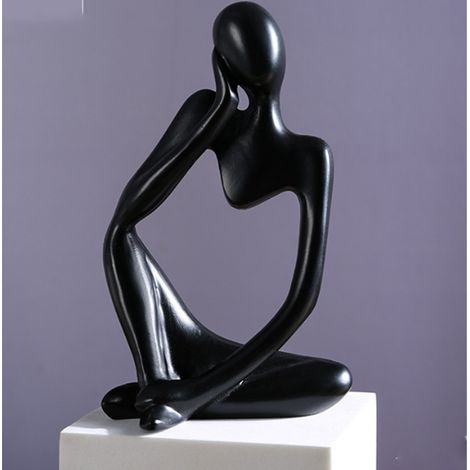 Statue du Penseur (noire), sculpture en résine, statue abstraite, figurines de personnages modernes, décoration d'intérieur, ornement de bureau, (1/5)