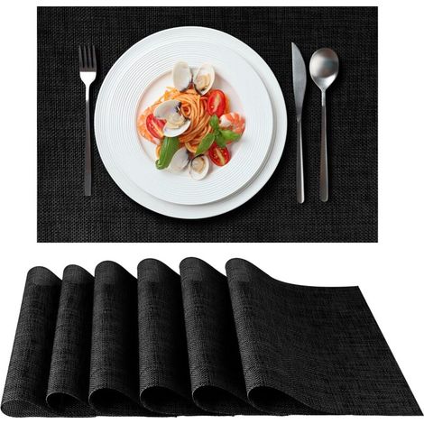 Lot de 6 sous-verres noirs Loco Bird, 44x32cm, en PVC lavable et résistant à la chaleur. (1/5)