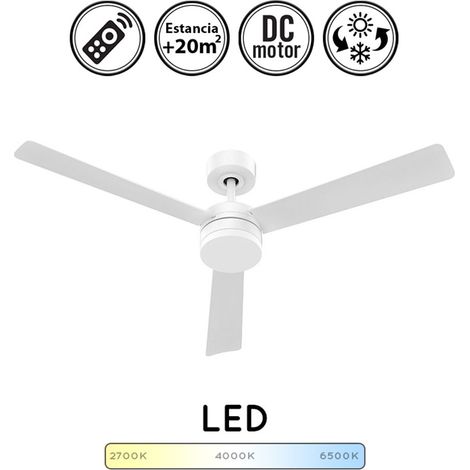 Ventilador de techo con luz silencioso DC con mando blanco 132 cm invierno-verano color luz regulable (1/3)