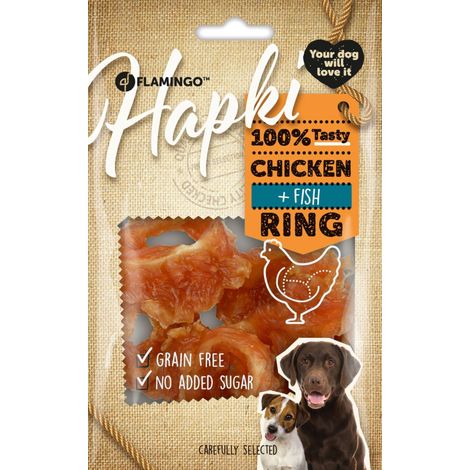 Friandises Hapki Anneaux Poulet et Cabillaud 85 g pour Chien - Flamingo (1/4)