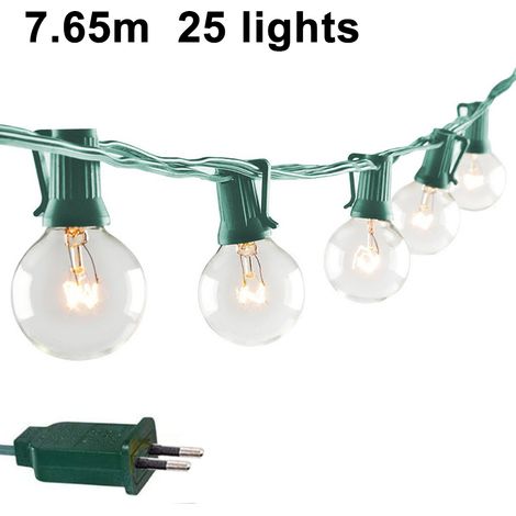 Guirlande lumineuse avec ampoules G40, idéale pour l'éclairage de terrasse, jardin, fête ou terrasse. Lumière chaude naturelle. Ampoules pour parasol suspendu, à suspendre à un parasol, pour une utili (1/5)