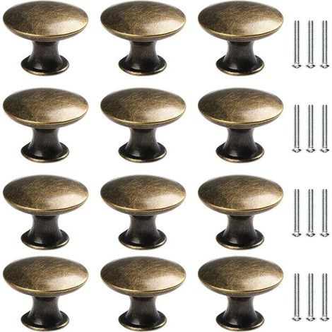 12x Vintage Door Drawer Knobs 30mm Antique Brass Kitchen Cabinet Cupboard Pulls, For Dresser and Furniture Cupboard, Antique Bronze,Round Cabinet Knob, Vintage Drawer Knobs, Brass Cabinet Pulls, Door (1/5)