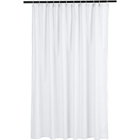 Shower curtain with rings, in thick PEVA, solid white color, dimensions 180 x 200 cm (1/4)