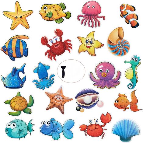 Lot de 20 grands autocollants antidérapants pour baignoire, douche et baignoire avec grattoir de qualité supérieure