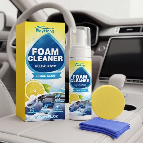 Mehrzweck-Schaumreinigungsset zur schonenden Reinigung und Fleckenentfernung im Fahrzeuginnenraum – 150 ml1 + Schwamm1 + Handtuch1 -- BIEMMEDUE (1/5)