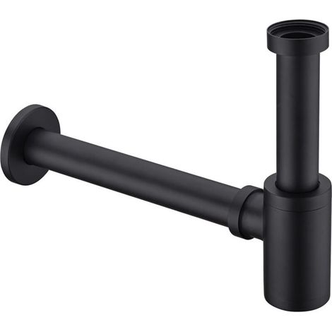 Siphon de Lavabo Noir Universel Tube Siphon de Lavabo Siphon en Acier Inoxydable 1 1/4 x 32mm Salle de Bain Siphon évier Métal Siphon à Tube Siphon à Tube Syphon Lavabo Reglable Anti Odeur (1/4)