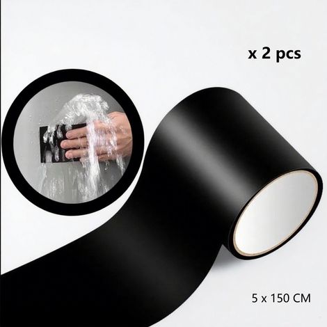 Nastro super resistente impermeabile - Nastro adesivo subacqueo - Nastro fai da te e per riparazioni - Per riparazioni di piscine, tende da piscina, perdite, bagno - 5 x 150 cm - 2 pezzi (1/5)