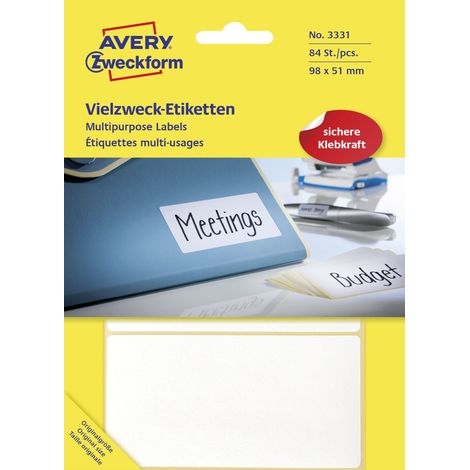 Universaletikett 98 x 51 mm (B x H) nicht wieder ablösbar Papier weiß 84 Etik./Pack. (1/5)