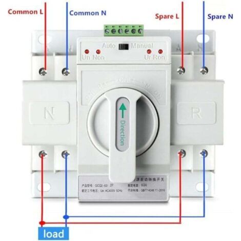 NALOOKAMIC Commutateur de transfert automatique double puissance 2P 63A Commutateur de commutation Classe CB ATS Home monophasé 220 V (1/3)