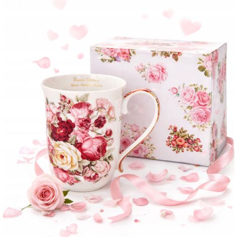 Tazza in porcellana con rose, 400 ml, fiori, regalo romantico per la festa della donna. (1/5)