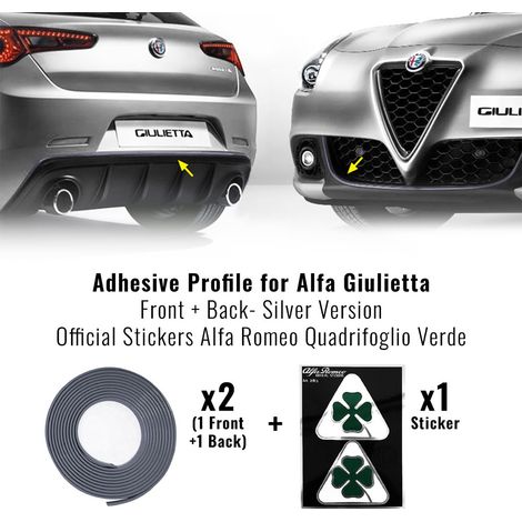 Profilo Adesivo Full + Quadrifoglio Verde per Alfa Giulietta - Colore: ARGENTO