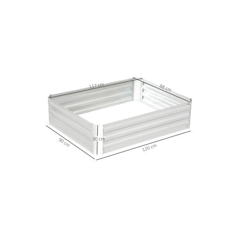 Bac potager surélevé argenté en acier galvanisé 120 x 90 x 30 cm avec parois stables pour fleurs et légumes pour jardin et terrasse (1/5)