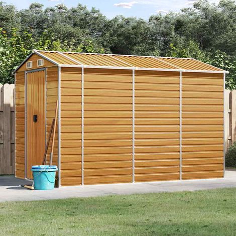 Abri de jardin-Remise Cabane pour outils marron clair 191 x 300 x 198 cm en acier galvanisé (1/5)