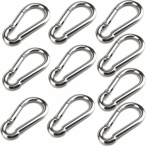 10 Mousquetons De 40 Mm X 4 Mm, Mousqueton En Acier Inoxydable 304 Avec Mousqueton, Capacité De Charge Jusqu'À Environ 80 Kg. (1/4)