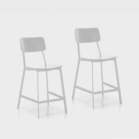 Set de 2 taburetes altos de madera y metal para cocina y bar Teka - Blanco