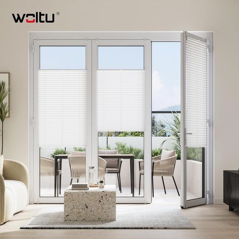 WOLTU Plissee Klemmfix ohne Bohren 85x100cm (BxH) Weiß Faltrollo Plisseerollo mit Klemmträger Lichtdurchlässig, Jalousie Sichtschutz und Sonnenschutz Easyfix Rollo für Fenster & Tür (1/5)