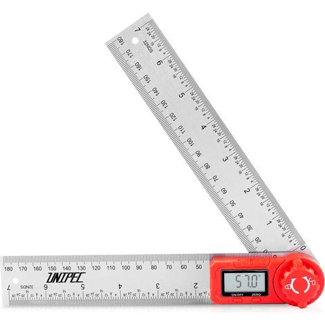 1 rapporteur d'angle numérique, acier inoxydable, 200 mm, pour menuiserie bois et construction, outil de mesure précis (1/5)