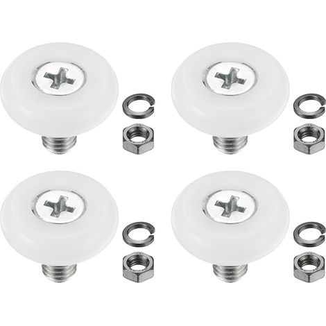 Roulettes de Tiroir de 19 mm, 4 Ensembles Poulies de Positionnement en Nylon pour Petits Tiroirs avec Rondelles à Ressort et Écrous de Remplacement, Blanc (1/5)