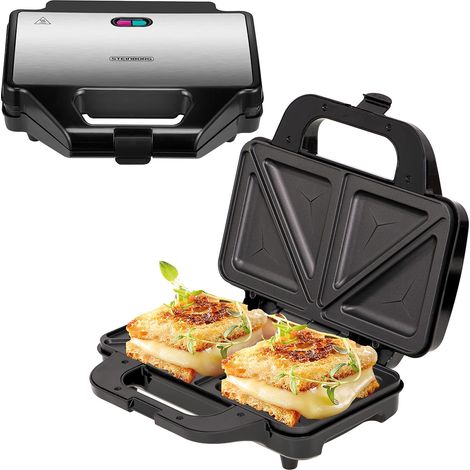 Appareil à croque-monsieur XXL - 4 coins - Boîtier Cool-Touch - Revêtement antiadhésif - Appareil à croque-monsieur - Barbecue électrique - Grille-paninit (1/5)