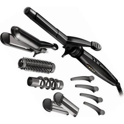 Remington S8670 Glamour Multistyler Kit Arricciacapelli Ceramica Tormalina 19mm 5 Temperature 110-190°C colore Nero (1/2)