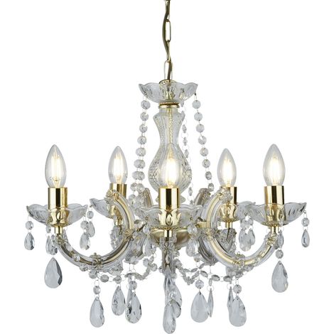 Lampadario Classico Marie Therese Acciaio Adjustable Cristallo 5 Luci E14 (1/5)