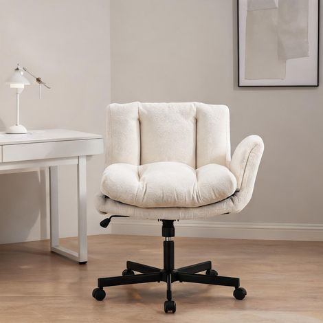 Chaise de bureau beige en chenille 57,5 x 60 x 92,5 cm (1/5)