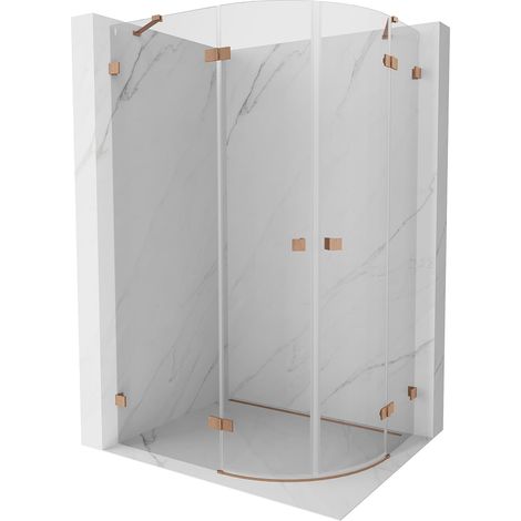 Mexen Lunar cabina de ducha semicircular abatible izquierda 80 x 70 cm, transparente, cobre cepillado - 833-080L-070P-65-00 (1/5)