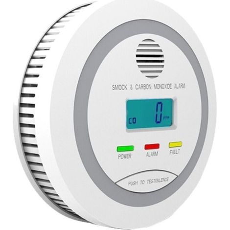 Détecteur combiné 2-en-1 de fumée et de monoxyde de carbone, alarme domestique avec écran LCD, alimenté par batterie, alarme sonore 85dB (1/5)
