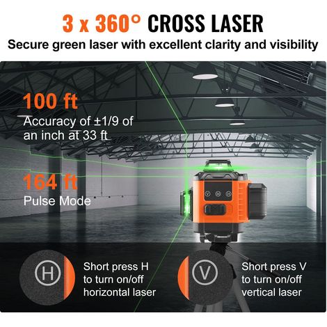 Niveau laser vert ligne croisée auto-nivelant 3048 cm précision mesure haute (1/5)