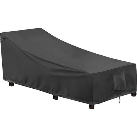 Housse de chaise longue de jardin 2 pièces, Tissu Oxford 400D, Coupe-Vent, Anti-UV Housse de Protection Transat Bain de Soleil avec Grilles D'aération, Housse de Chaise Longue de Patio (208x76x79/41cm (1/5)