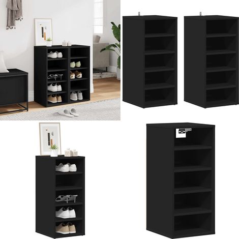 Schuhschränke 2 Stk. Schwarz 31,5x35x70 cm Holzwerkstoff - Schuhschrank - Schuhregal - Garderobe - Einbauschrank - Schrank Für Schuhe - Home & Living (1/5)