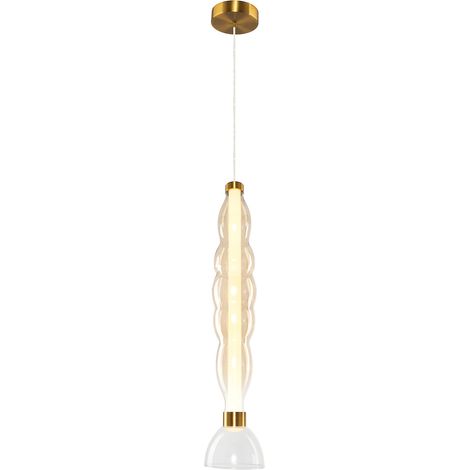 Lámpara colgante decorativa y glamurosa para salón o comedor, de cristal alargado, color ámbar cálido, LED 18W LUCCO Milagro (1/5)